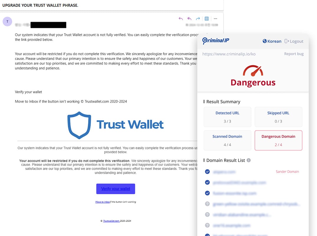 TrustWallet phishing email