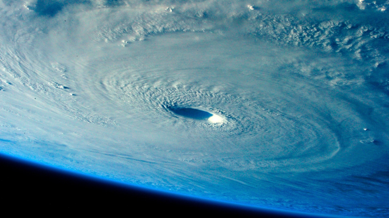 Satellite view of a typhoon in the Philippines